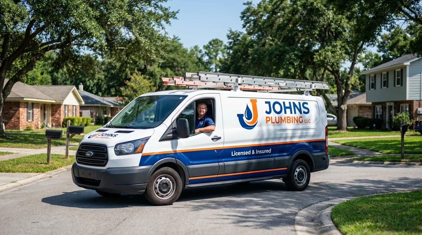 Johns Plumbing LLC service van in Haubstadt, IN