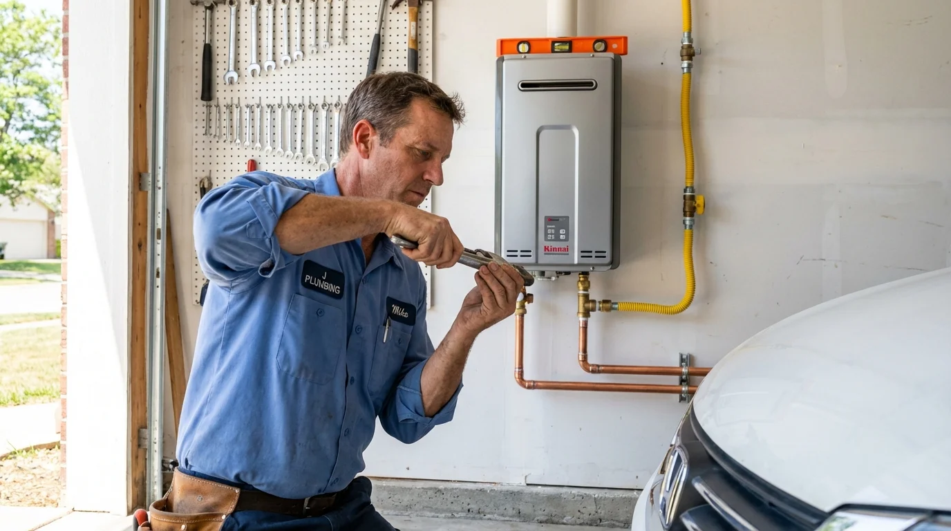 Tankless water heater installation by a Johns Plumbing LLC plumber in Haubstadt